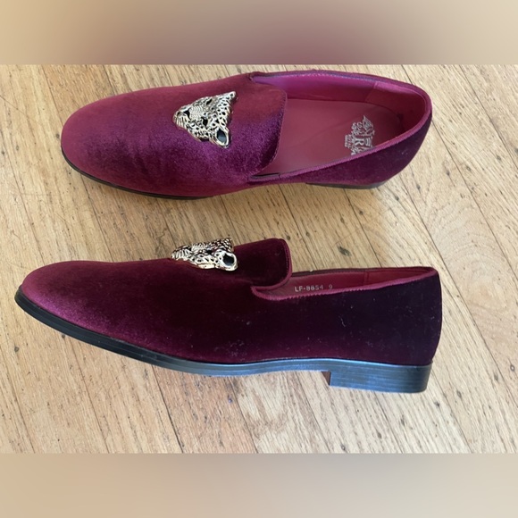 Burgundy Velvet Loafers with Leopard Accent main image 7